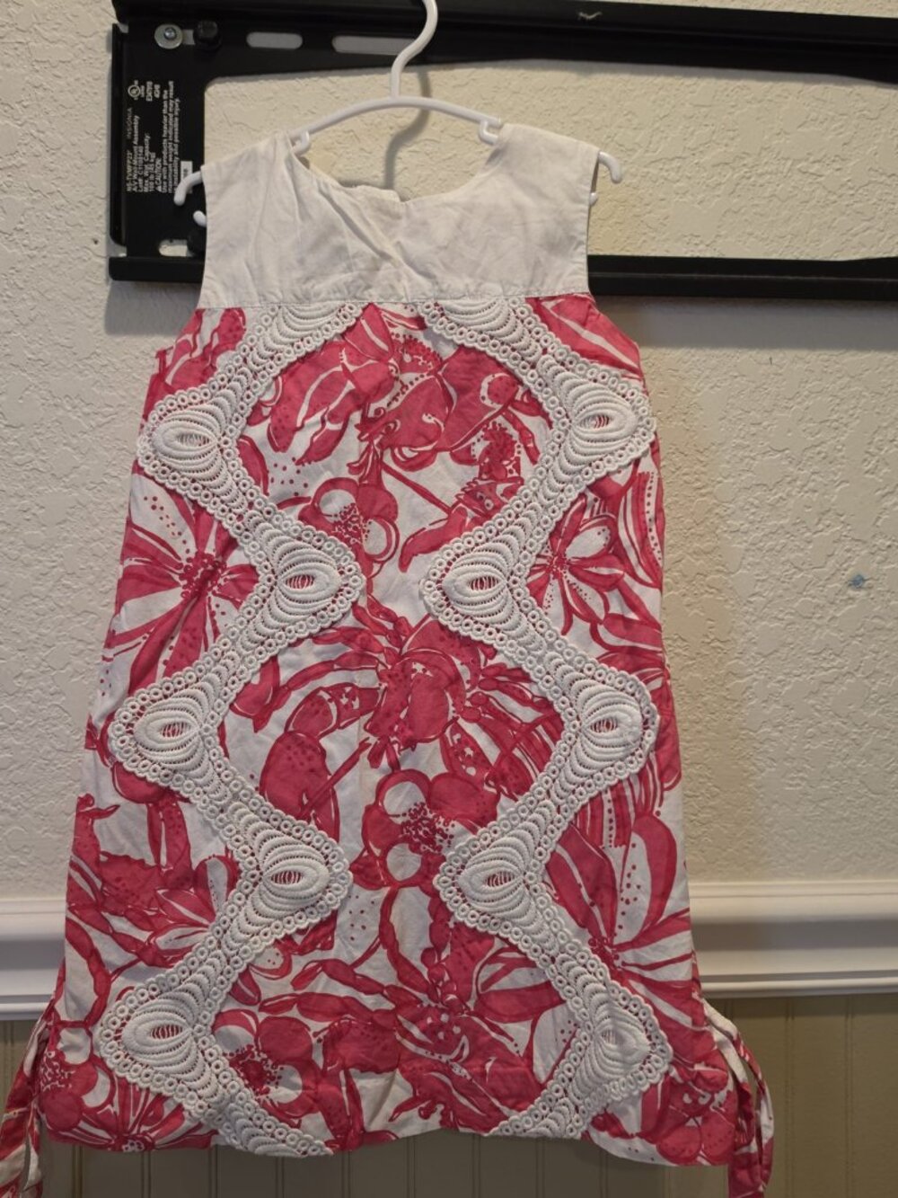 Lilly Pulitzer Girls Lobster Print Dress Crochet Chevron Trim Size 5